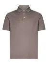Herno Three-button Polo Shirt In Taupe Grey Cotton In Neutral