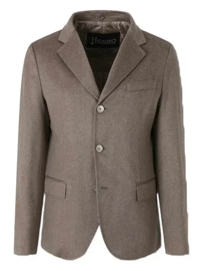 Herno Three-button Wool Jacket In Brown