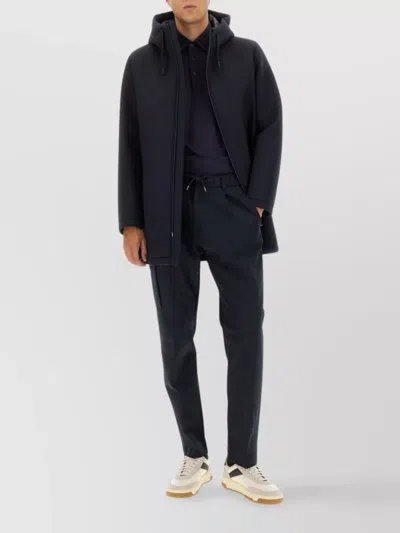 Herno Three Layer Hooded Long Parka In Black