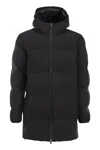 Herno New Impact Long Down Jacket With Hood In Blue