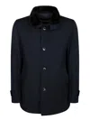 Herno Long Sleeve Coat With High Collar And Fur In Blue