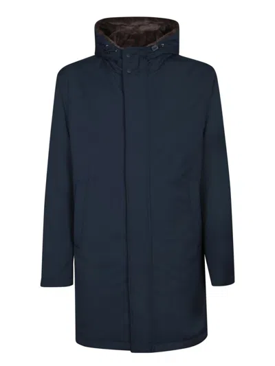 Herno Blue Faux Fur Three-quarter Coat
