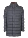 Herno Blue Cashmere Fur Three-quarter Coat In Blue