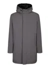 Herno Long-sleeved Hooded Coat In Gray