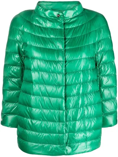 Herno Three-quarter Length Sleeves Puffer Jacket In Grün