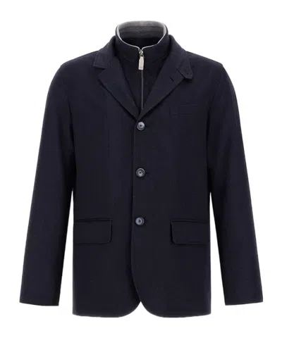 Herno Three-button Zipped Jacket In Black