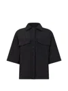 Herno Boxy Three-quarter Sleeve Buttoned Jacket In Black