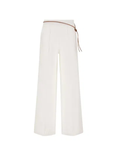 Herno Tie Belt Trousers In White