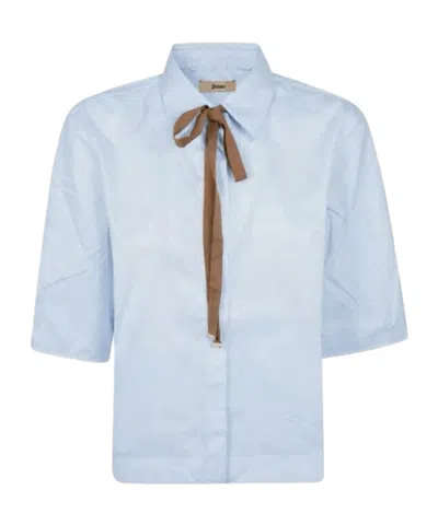 Herno Tie Detailed Button-up Shirt In Blue