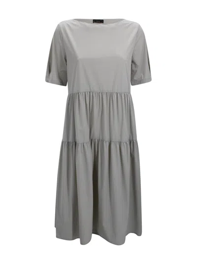 Herno Tiered Short-sleeve Midi Dress In Gray
