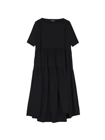 Herno Tiered Short-sleeve Dress In Black