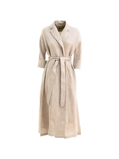 Herno Tie-waist Coat In Neutral