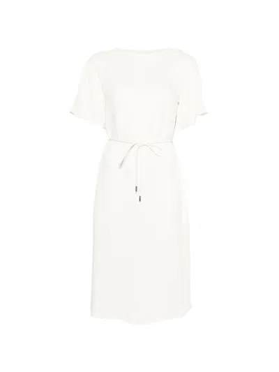 Herno Tie-waist Midi Dress In Neutral