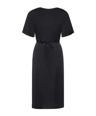 Herno Tie-waist Short-sleeve Dress In Black