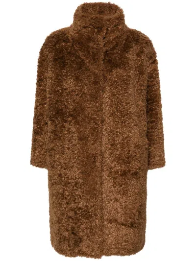 Herno Shearling Coat In Brown