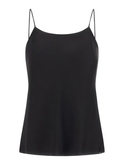 Herno Black High Density Twisted Crpe Satin Camisol