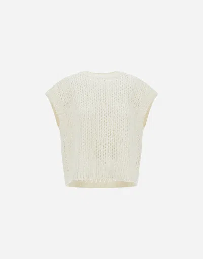 Herno Top In Bright Linen Cotton Silk In White