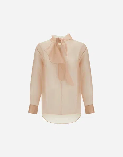 Herno Top In Mulberry Silk Organza In Brown