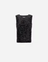 Herno Top In Sequin Mesh And Structured Nylon In Black