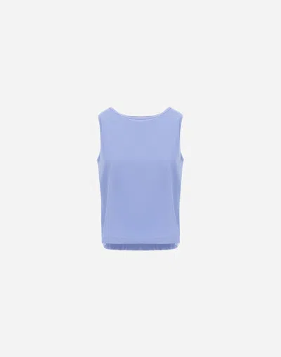 Herno Top In Superfine Cotton Stretch In Blue