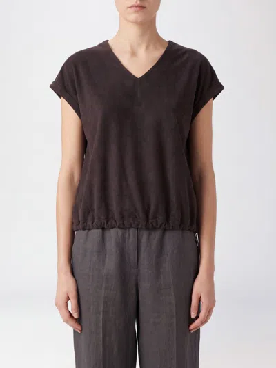 Herno Short-sleeved Knit Top In Brown