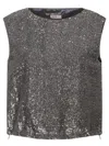 Herno Sequin-embellished Drawstring Top In Gray