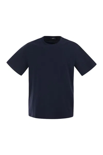 Herno T-shirt In Superfine Cotton Stretch And Light Scuba In Navy Blue