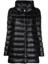 Herno Trapeze-structured Goose Down Jacket With Silky Finish In Black
