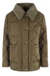 Herno Short Jacket With Collar Detail And Quilted Design In Green