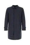 Herno Nylon Trench Coat With Back Vent And Pockets In Blue