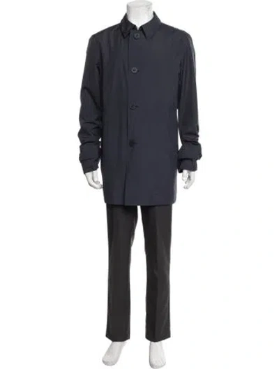 Pre-owned Herno Trench Coat In Blue
