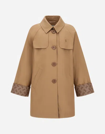 Herno Kids' Trench Coat In Dean And Monogram In Camel