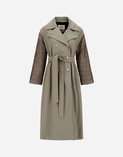 Herno Trench Coat In Dean And Nylon Ultralight In Dove Grey
