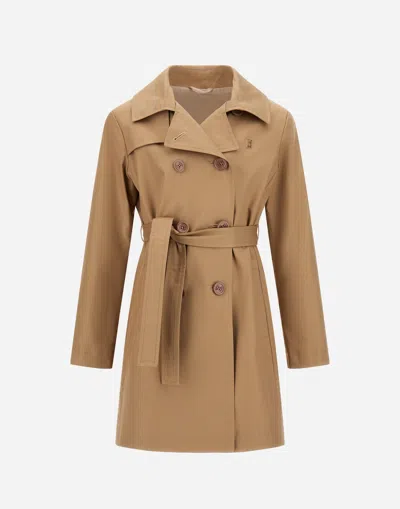 Herno Kids' Trench Coat In Dean In Camel