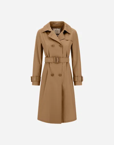 Herno Trench Coat In Delon And Monogram In Camel