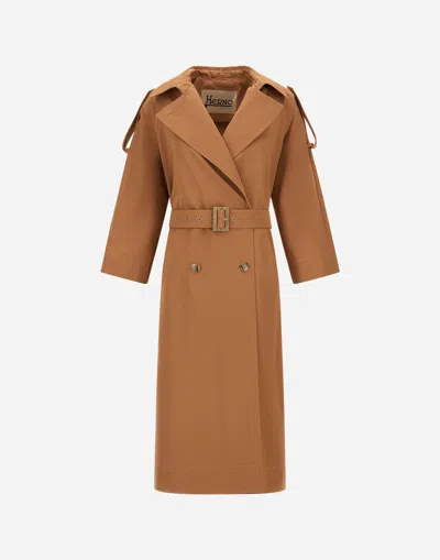 Herno Trench Coat In Nylon Gabardine In Brown
