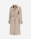 Herno Trench Coat In Delon And Monogram Lurex In Crema