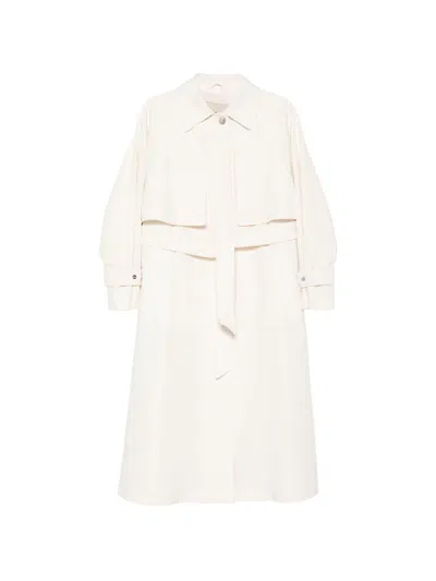Herno Long Raincoat Belted Waist Buttoned Cuffs Collar In White