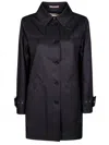 Herno Trench Coat With Belted Cuffs And Flap Pockets In Black