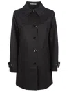 Herno Trench Coat With Belted Cuffs And Flap Pockets In Nero
