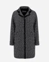 Herno Tweed Midi Coat In Black