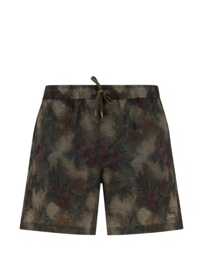 Herno Badeboxershorts Aus Tropical Pattern Ripstop In Black