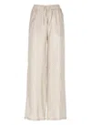 Herno Silk Pants With All-over Monogram Pattern In Neutral