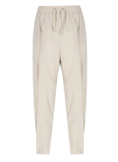 Herno Straight Tech Fabric Trousers In Neutral