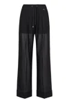 Herno Semi-sheer Mesh Straight-leg Trousers In Black