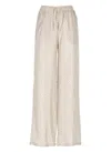 Herno Silk Pants With All-over Monogram Pattern In Neutral