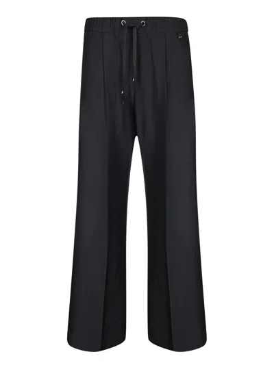 Herno Wide Leg Black Trousers With Adjustable Waistband