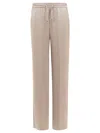 Herno Casual Satin Trousers In Beige