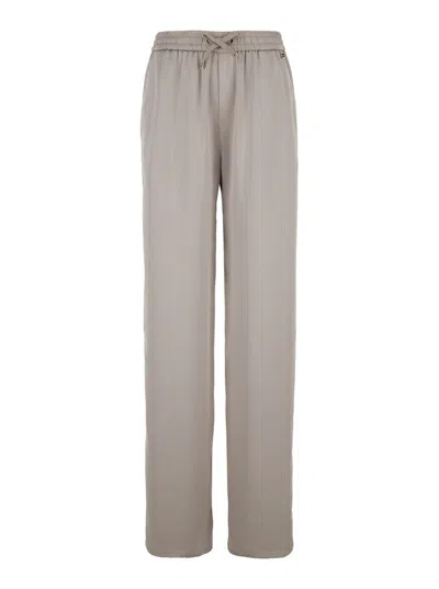 Herno Beige Relaxed Pants With Drawstring In Fabric In Grey