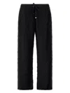 Herno Black Trousers With Wavy Pattern And Drawstring Waist In Black